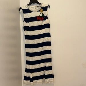 Dolce and Gannana stripe Sleeveless Dress with Cherry Patch